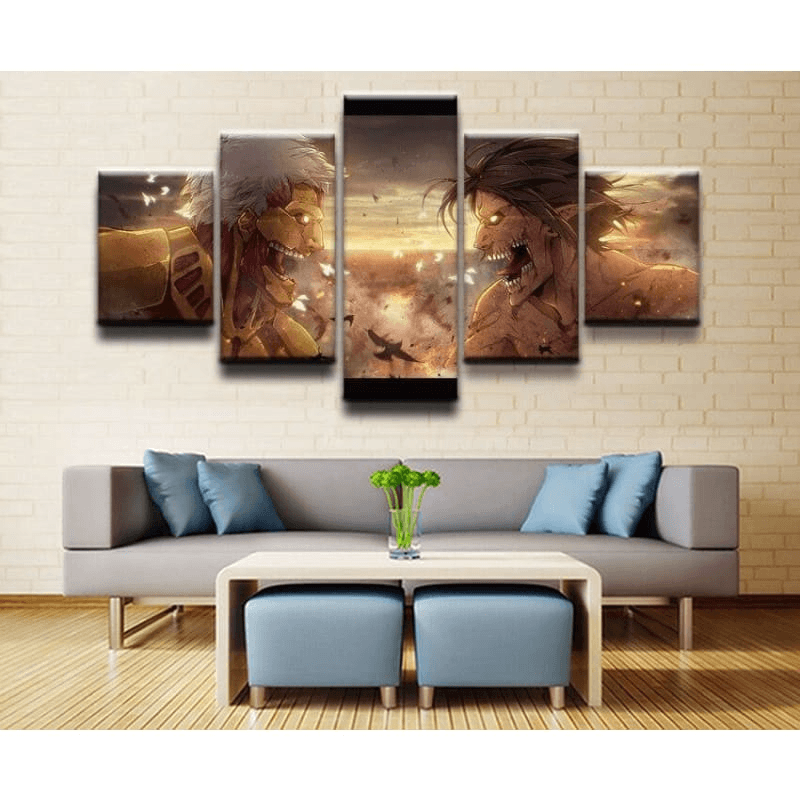 Assaulter Titan Vs Battleship Titans Painting - Attack on