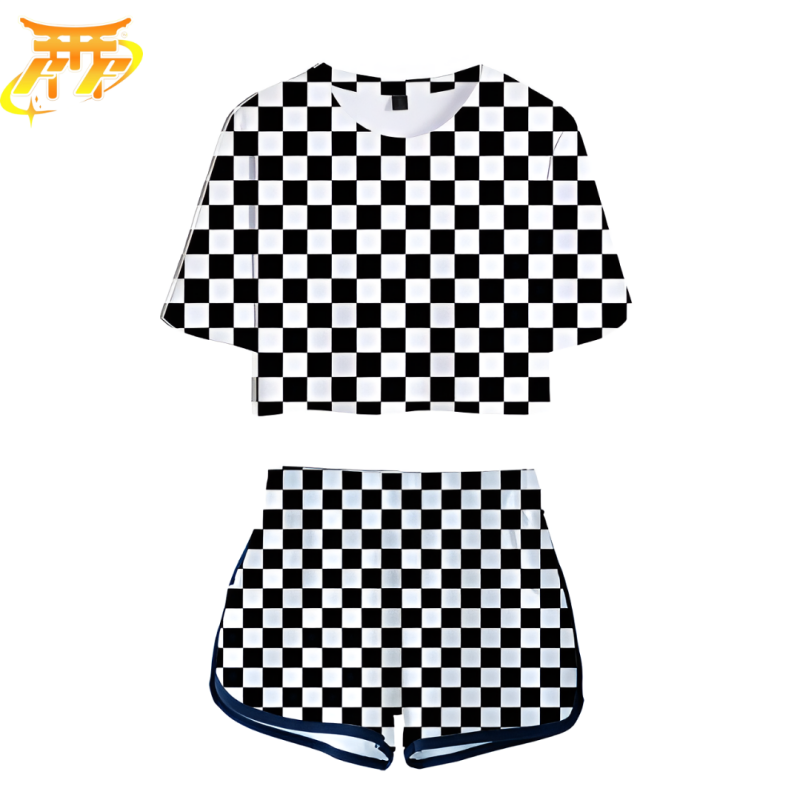 Women's Tanjiro Plaid Pyjamas in Black and White - Demon Slayer™