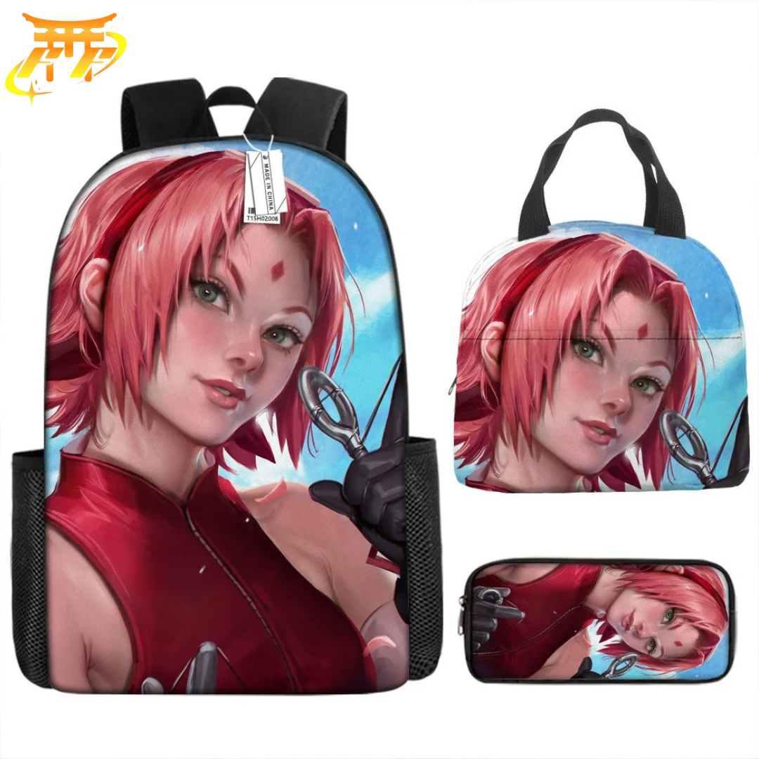 Sakura Realist Art Backpack + Pencil Case + Bag - Naruto Shippuden™