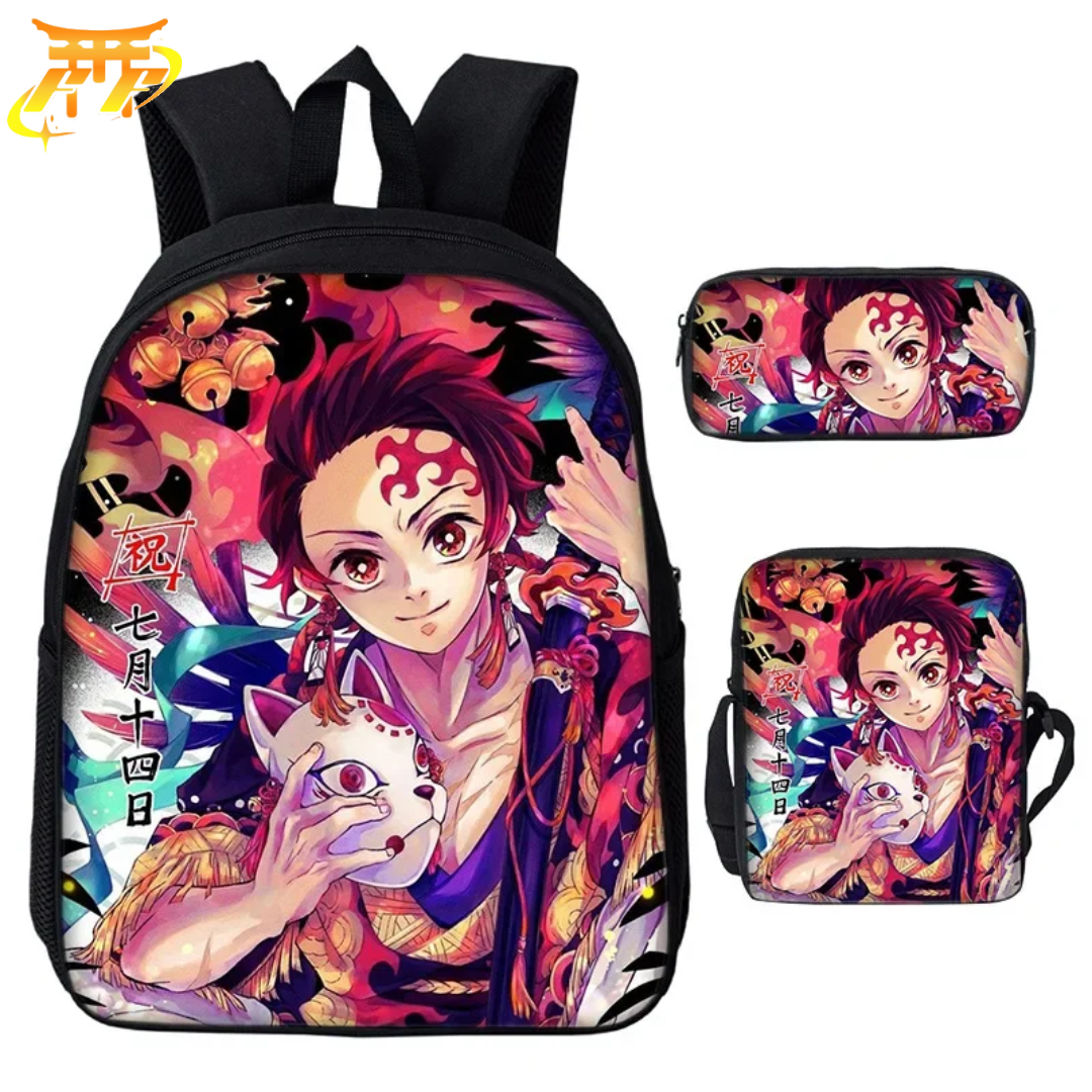 Tanjiro Sun Pillar Backpack + Pencil Case + Bag - Demon Slayer™