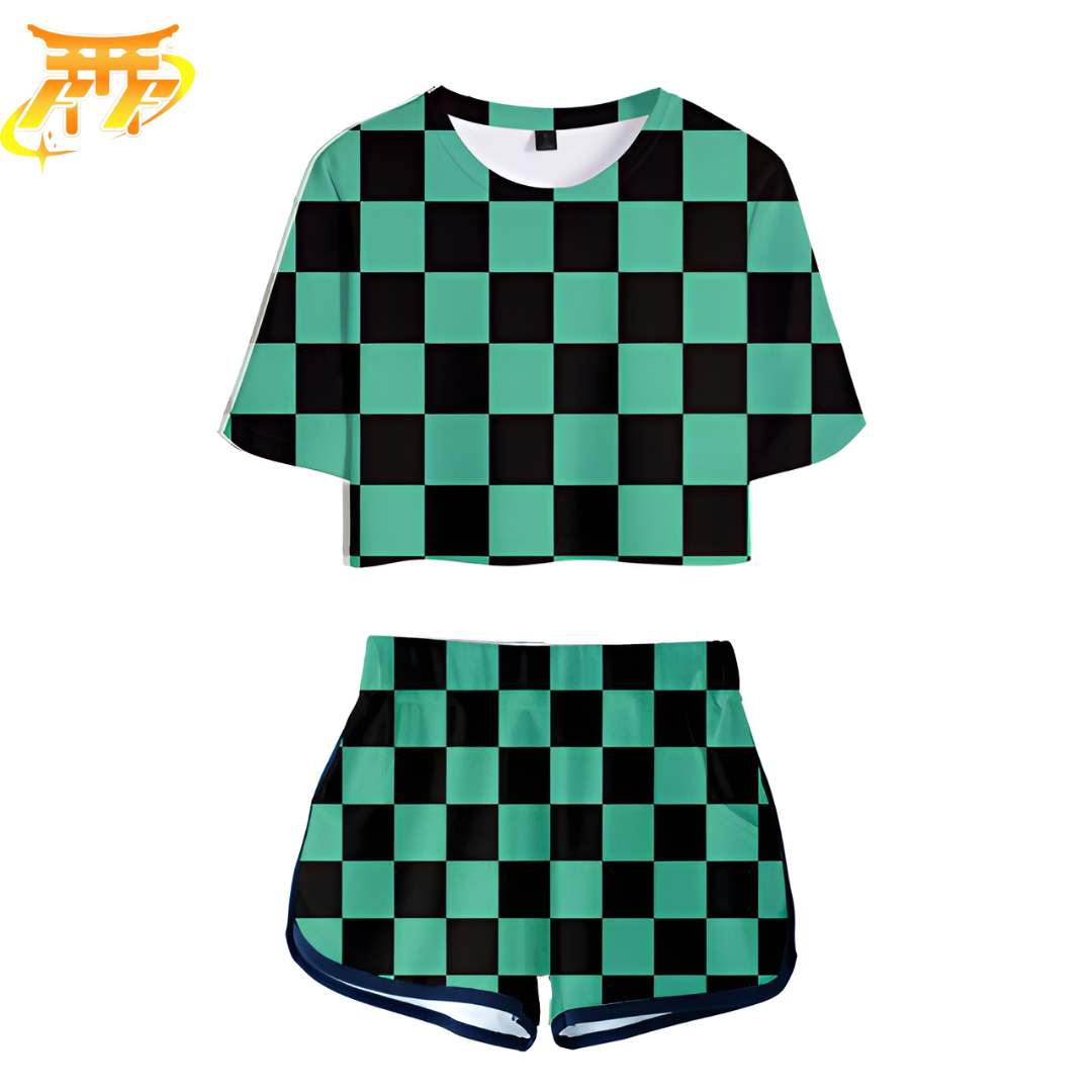 Women's Tanjiro Plaid Pyjamas in Green - Demon Slayer™