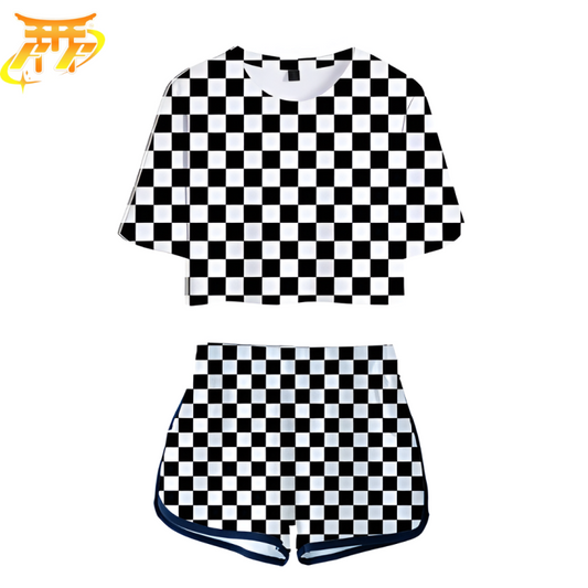 Women's Tanjiro Plaid Pyjamas in Black and White - Demon Slayer™